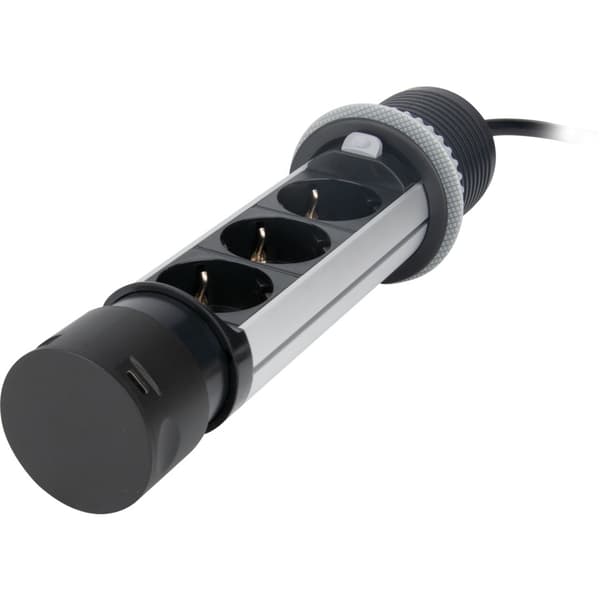 Namron Pop-Up Strømsøyle 3 Stikk 2 USB (A+C) Høy