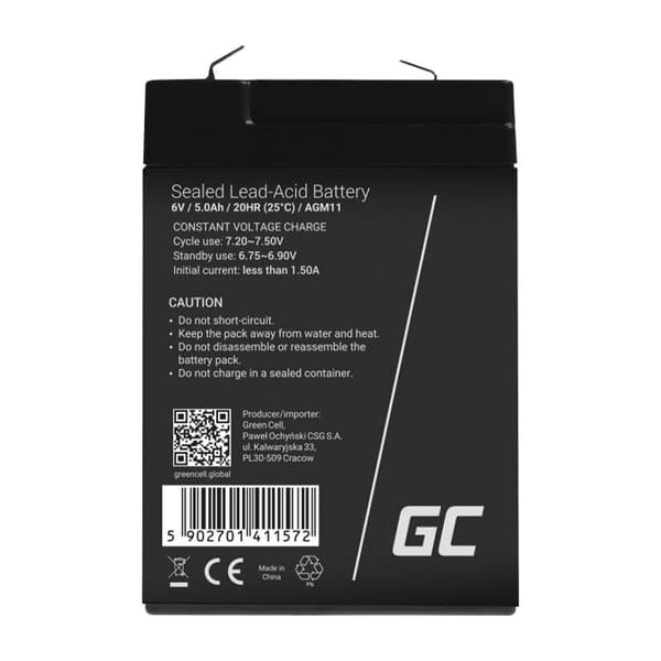Green Cell AGM11 UPS battery Sealed Lead Acid (VRLA) 6 V 5 Ah