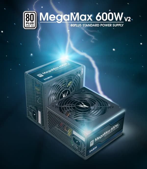 Zasilacz MegaMax 600W V2 80+ STD EU ZM600-TXII
