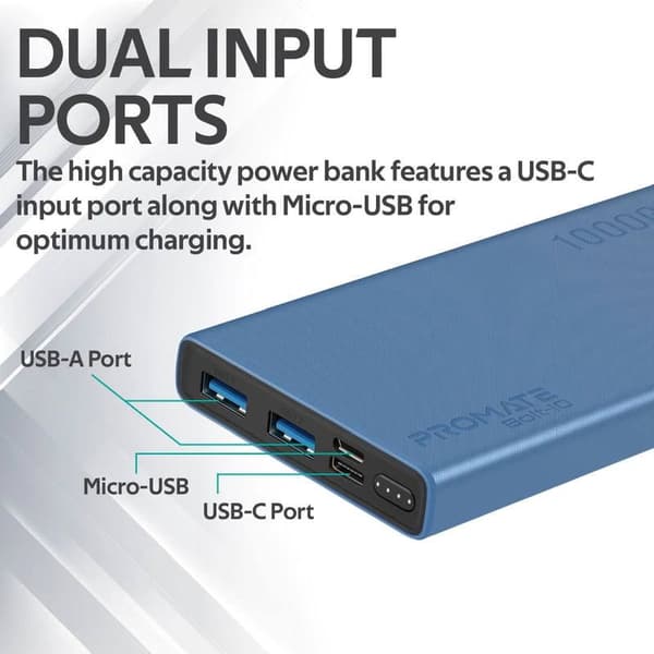 Promate Bolt-10 Power Bank 10W / 2.A / 10 000mAh