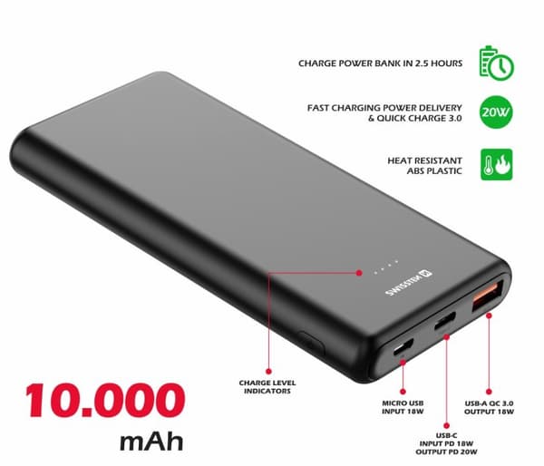 Swissten Line Power Power Bank USB / USB-C / Micro USB / 20W / 10000 mAh