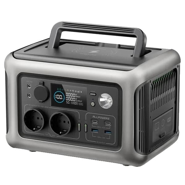 Solgenerator, 600W strøm, bærbar og soloplader, R600 Kun, EU R600 Only EU