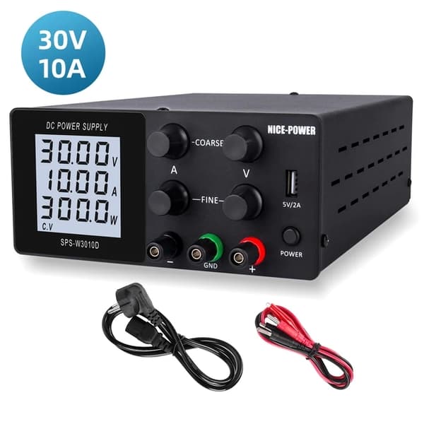 USB Digital DC LAB Strømforsyning, Justerbar Spænding, LCD Skærm, LCD-30V10A-Black, AC 220V