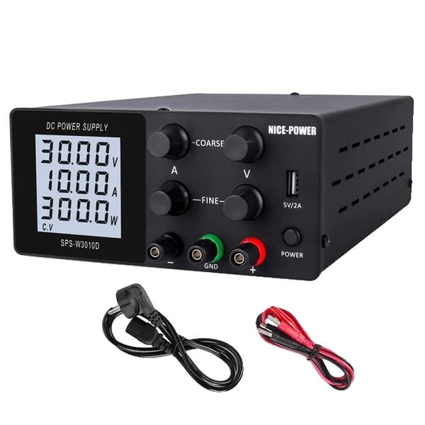 USB Digital DC LAB Strømforsyning, Justerbar Spænding, LCD Skærm, LCD-30V10A-Black, AC 220V LCD-30V10A-Black