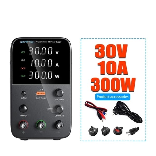 DC Strømforsyning, 30V 10A Output, Justerbar Spænding, TPS3010 30V 10A WPS3010H 30V 10A