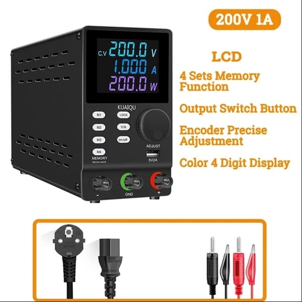 Laboratoriovirtalähde, säädettävä jännite, säädelty lähtö, Musta 120V 3A, 220V