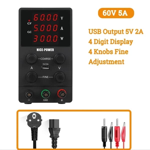 Laboratoriovirtalähde, säädettävä jännite, säädelty lähtö, Musta 120V 3A, 220V