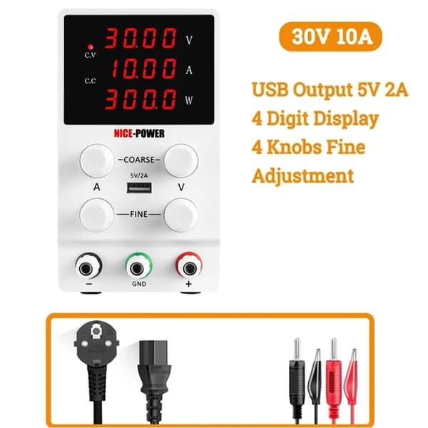 Laboratoriovirtalähde, säädettävä jännite, säädelty lähtö, Musta 120V 3A, 220V