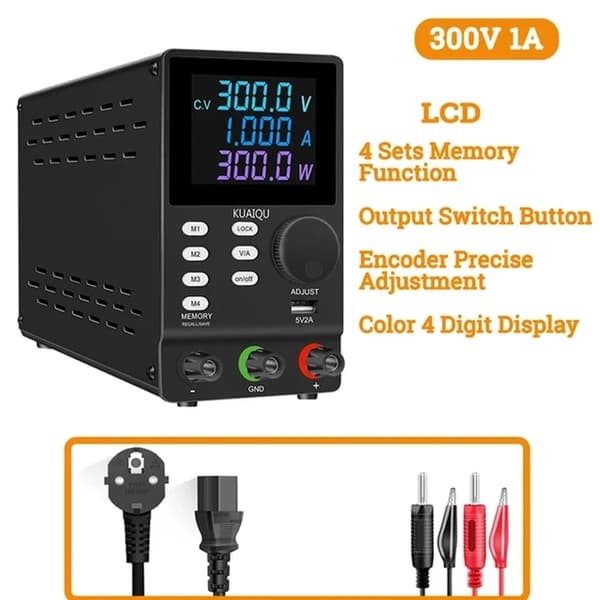 Laboratoriovirtalähde, säädettävä jännite, säädelty lähtö, Musta 120V 3A, 220V