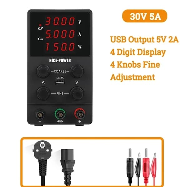 Laboratoriovirtalähde, säädettävä jännite, säädelty lähtö, Musta 120V 3A, 220V