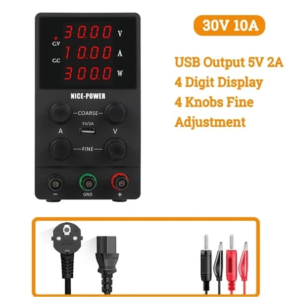 Laboratoriovirtalähde, säädettävä jännite, säädelty lähtö, Musta 120V 3A, 220V