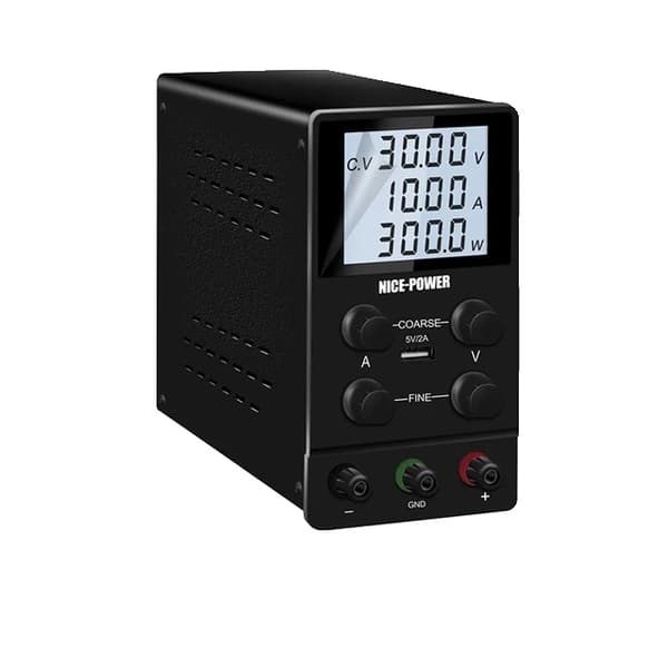 Laboratorie strømforsyning, justerbar spænding, reguleret output, Program 30V10A, AC 220V LCD SPS3010D 30V10A