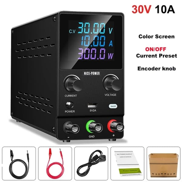 Laboratorie strømforsyning, justerbar spænding, reguleret output, Program 30V10A, AC 220V
