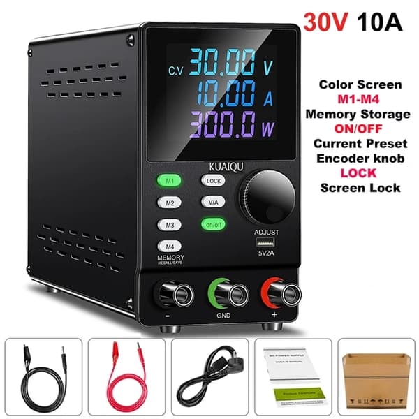 Laboratorie strømforsyning, justerbar spænding, reguleret output, Program 30V10A, AC 220V