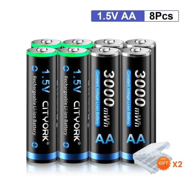 Genopladeligt AA Lithium Batteri, 3000mWh Kapacitet, Ideelt til Fjernbetjeninger, Rød