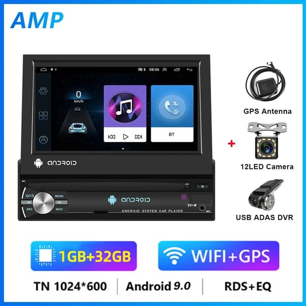 Autosoitin, taittuva kosketusnäyttö, GPS-navigointi, 8G 128G DVR