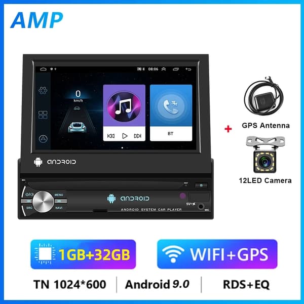 Autosoitin, taittuva kosketusnäyttö, GPS-navigointi, 8G 128G DVR