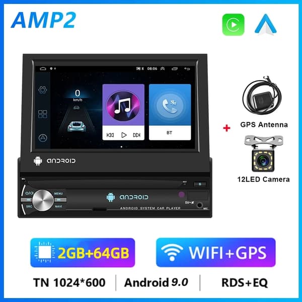 Autosoitin, taittuva kosketusnäyttö, GPS-navigointi, 8G 128G DVR