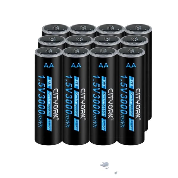 Genopladeligt AA-batteri, 3000mWh kapacitet, opladning via Micro USB, 16 stk AA-batteri