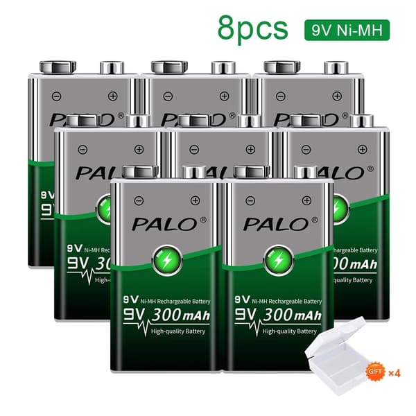 Genopladeligt batteri, hurtig opladning, multi-enhed kompatibilitet, 8 stk batteri, 9V