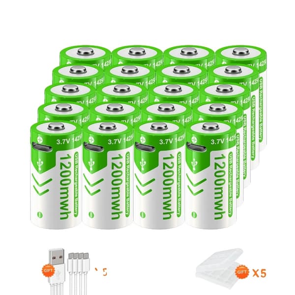 Genopladeligt batteri, Type C USB-port opladning, Li-Ion teknologi, 16PCS 20PCS