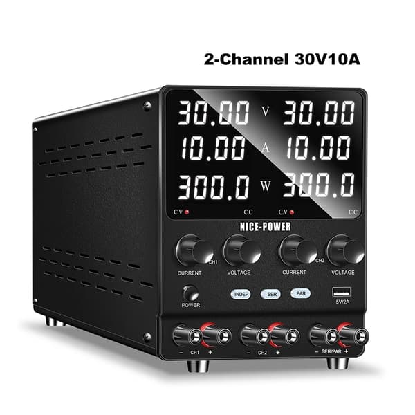 Højpræcisions dual-kanal DC-strømforsyning, 30V/60V udgang, uafhængige og seriemoduser,AC 220V, SPS3010-2KD 30V10A