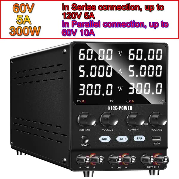 DC Strømforsyning, Justerbar Spænding 30V eller 60V, Udgange Strøm 5A eller 10A,220V, 30V 5A
