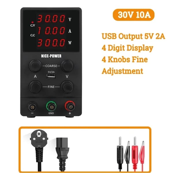 DC Strømforsyning, Justerbar Spænding 30V eller 60V, Udgange Strøm 5A eller 10A,220V, 30V 5A