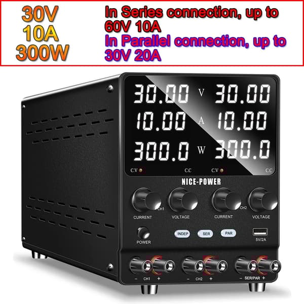 DC Strømforsyning, Justerbar Spænding 30V eller 60V, Udgange Strøm 5A eller 10A,220V, 30V 5A