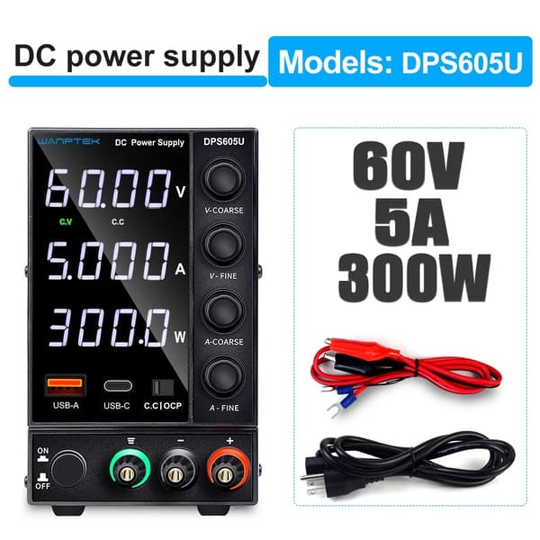 Justerbar DC Strømforsyning, 30V 10A, USB Hurtigopladning,110/220V±15%, DPS3010U 30V 10A