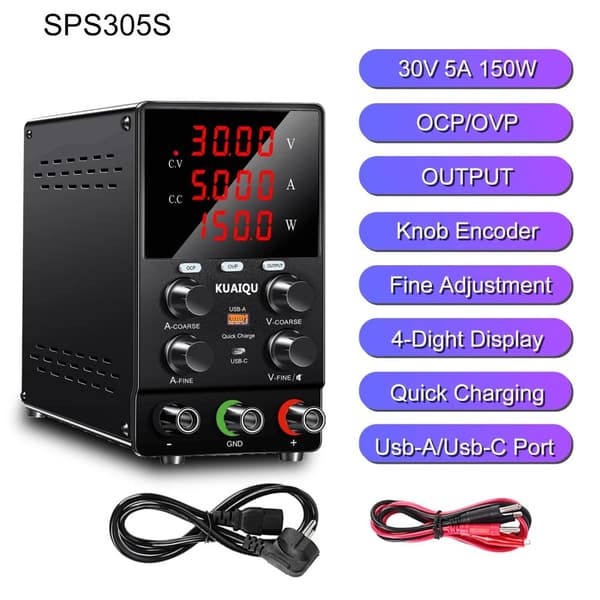 Säädettävä Virtalähde, 30V 10A Ulostulo, OCP/OVP Suojaus,30V10A PLUS, 220V