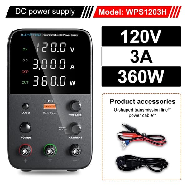 Wanptek DC Strømforsyning, Udgange Spænding 30V/60V/120V, Justerbar Strøm Op til 10A,TPS3010