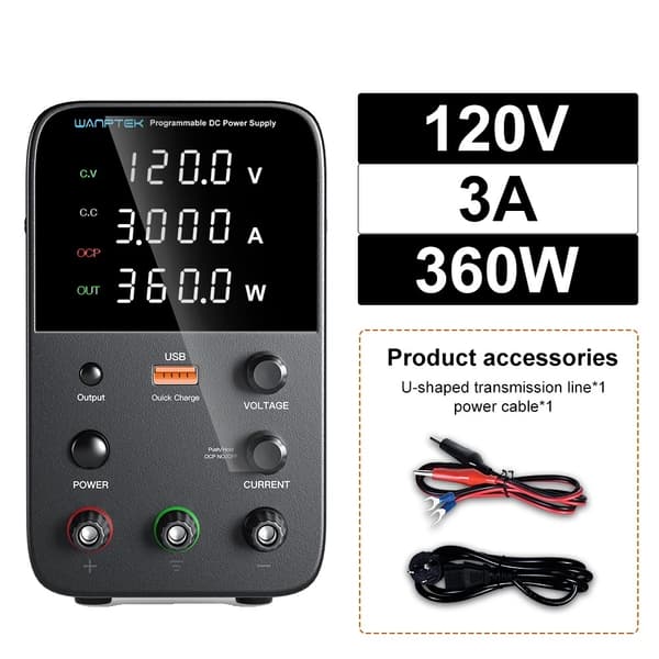 Wanptek DC Strømforsyning, Udgange Spænding 30V/60V/120V, Justerbar Strøm Op til 10A,TPS3010