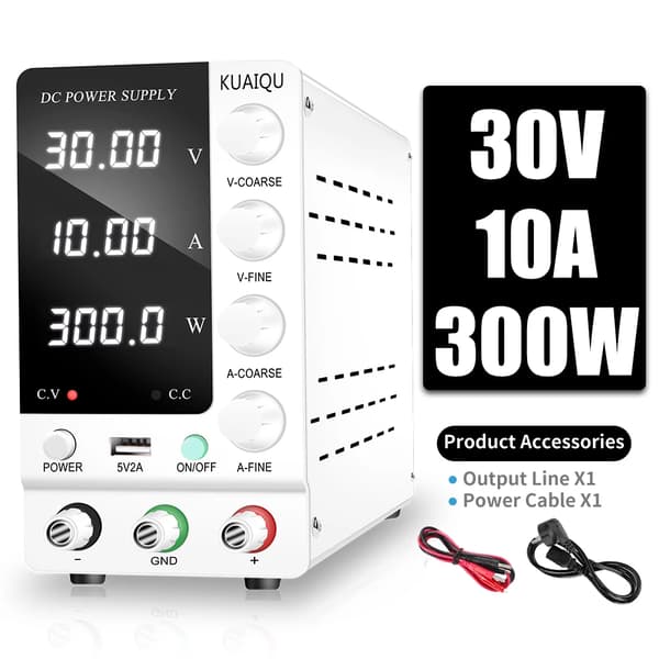 Säädettävä tasavirta-virtalähde, lähtöjännite 32V, lähtövirta 6A,Valkoinen 30V10A, AC 220V