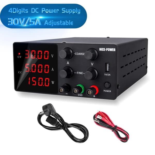 DC Lab Bænkstrømforsyning, 30V 10A Udgange, Hurtigopladningskapacitet,30V 5A 150W