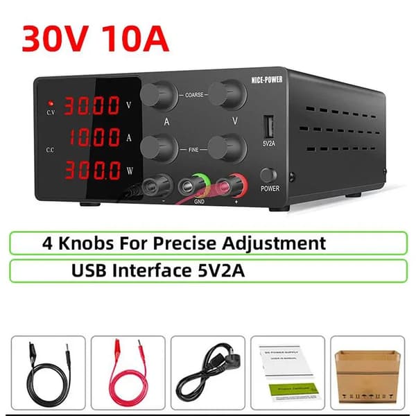 DC-laboratoriovirtalähde, 30V 10A, useita suojausominaisuuksia,30V 10A, 220V