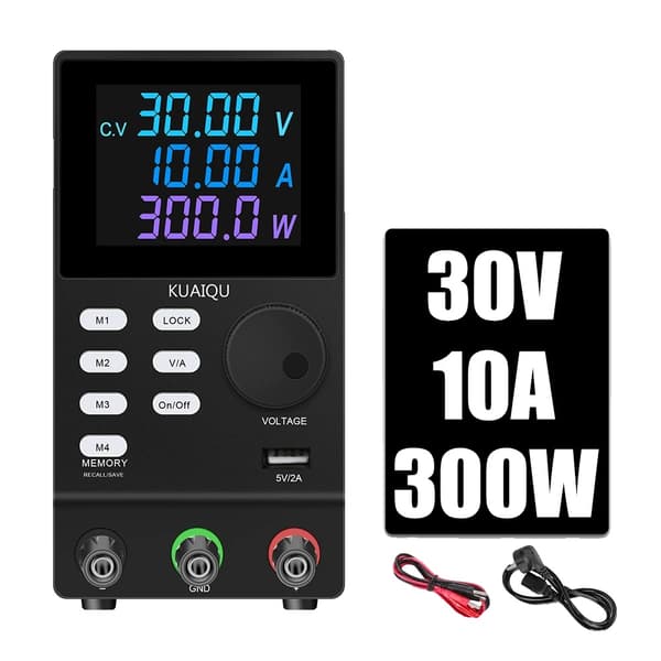 Ohjelmoitava laboratoriovirtalähde, jännitteen säätö 30V/300V, USB-ulostulo 5V/2A,RS232-30V10A 300W, 220V
