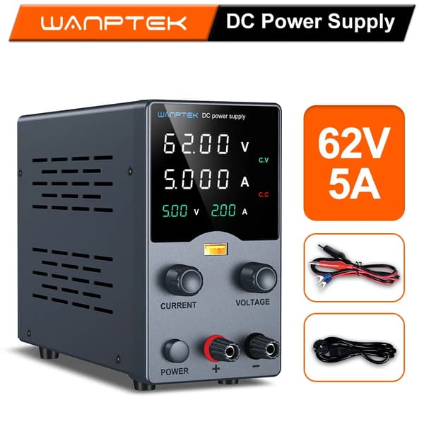 DC Strømforsyning, Spændingsregulering, Digital LED Skærm,Sort 62V5A GA605H