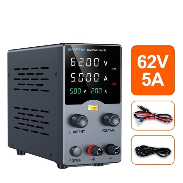 DC Strømforsyning, Spændingsregulering, Digital LED Skærm,Sort 62V5A GA605H