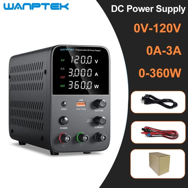 Säädettävä tasavirtalähde, lähtöjännite 0V-120V, lähtövirta 0A-10A,WPS1203H 120V 3A