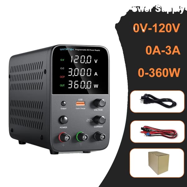 Säädettävä tasavirtalähde, lähtöjännite 0V-120V, lähtövirta 0A-10A,WPS1203H 120V 3A