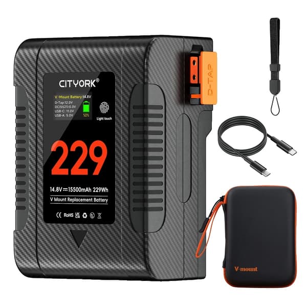 V Mount Batteri, 15500mAh Kapacitet, PD 65W Hurtigopladning,BP-229 15500mAh