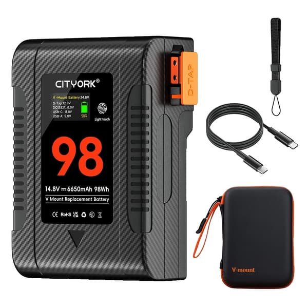 V Mount Batteri, 15500mAh Kapacitet, PD 65W Hurtigopladning,BP-98 6650mAh