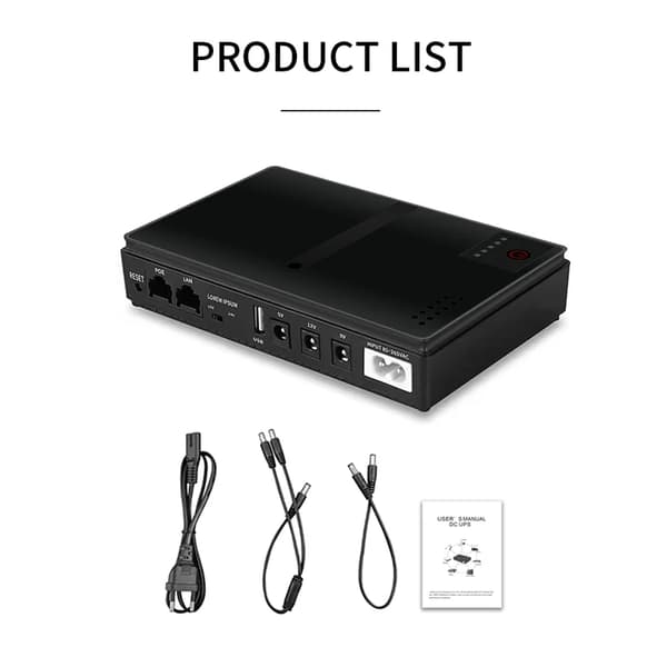 DC Mini UPS Strømforsyning, 18W Udgang, 10400mAh Batterikapacitet,EU -stik