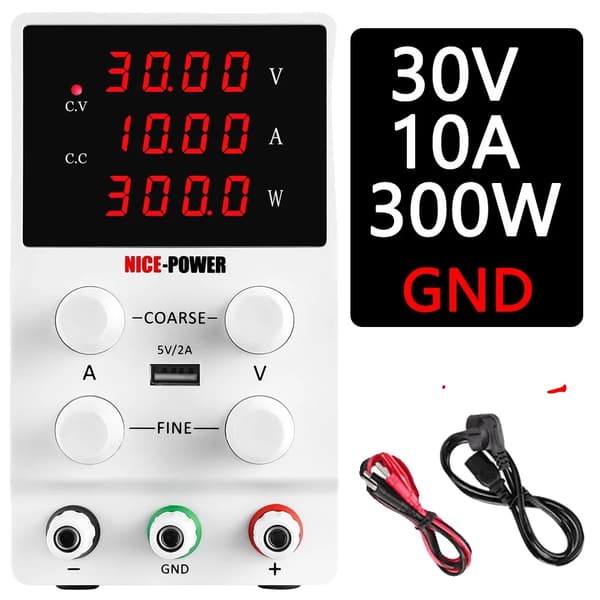 Bænkstrømforsyning, 30V udgang, 10A strøm,30V 10A W, 220V AC