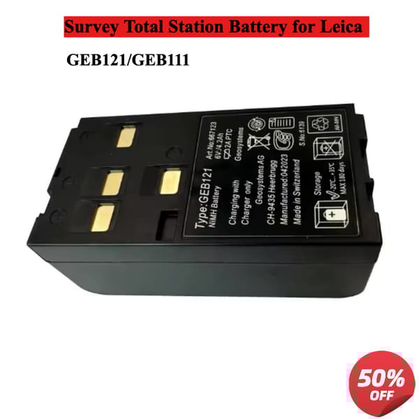 Batteri til Leica Total Station, 4400mAh kapacitet, genopladeligt NI-MH type,GEB121 2 stk.