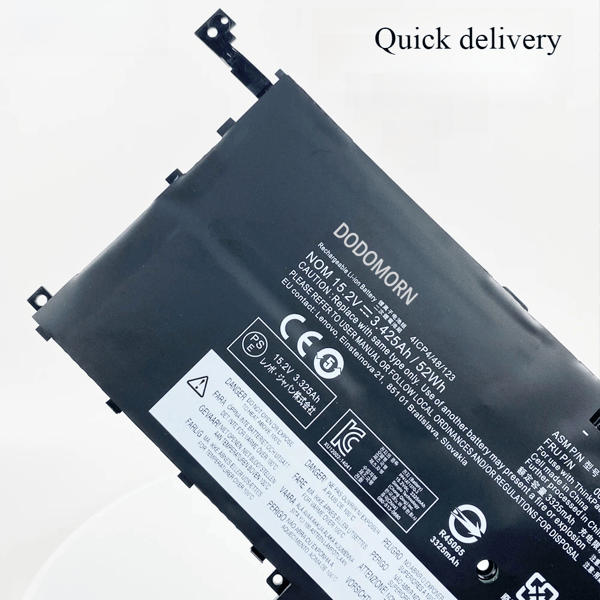 Laptopbatteri til Lenovo ThinkPad X1 Carbon, 6-cellers batteri, 15,2V strøm, Li-Ion type