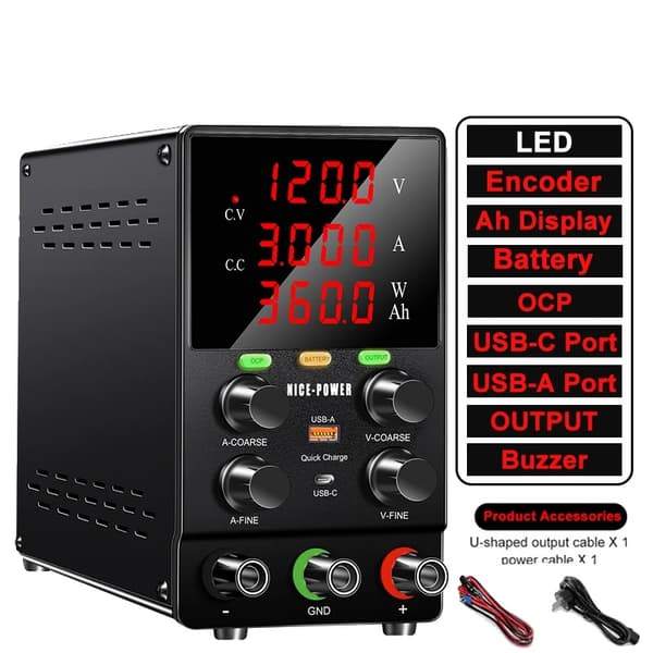 Batteriopladning DC-strømforsyning, flere udgangsspændingsmuligheder, robuste beskyttelsesfunktioner,120V 3A OCP Batteri, AC 220V