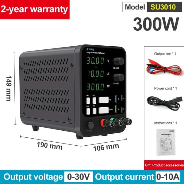Programmabel DC-strömförsörjning, justerbar utgångsspänning 0-30V, 0-60V, 0-120V,AC 110V-220V, EU PIug, SU3010(0-30V 0-10A)
