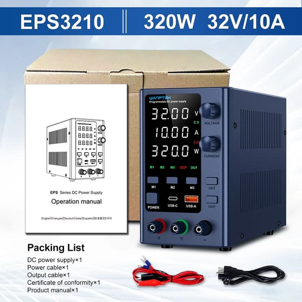 Justerbar DC-strömförsörjning, 32V utgång, 10A ström,EPS3210 32V 10A